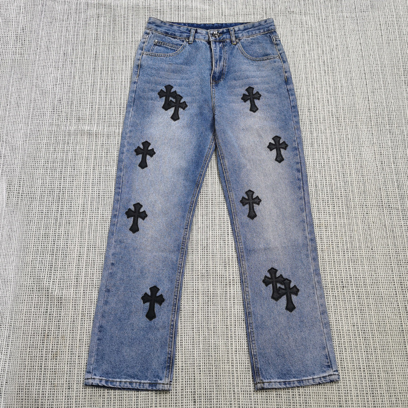 Loose Printed Straight Jeans