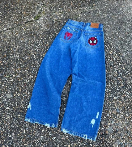 Retro Street Striped Wide Leg Jeans