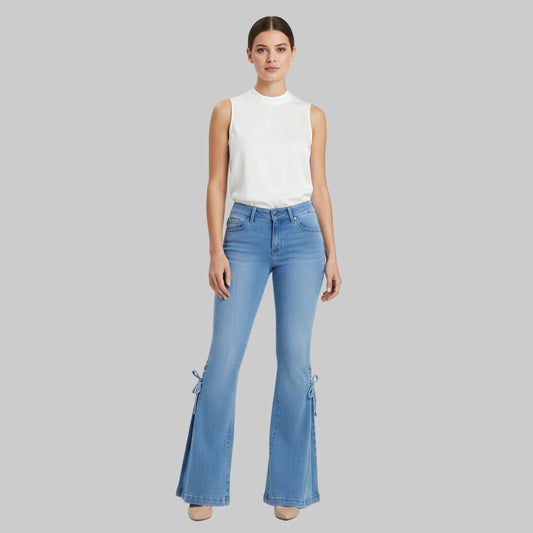 Stretch Flared Denim Trousers