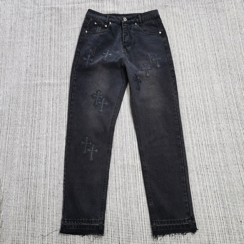 Loose Printed Straight Jeans