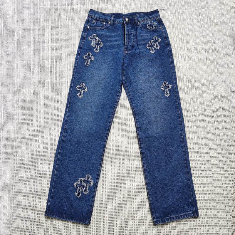 Loose Printed Straight Jeans