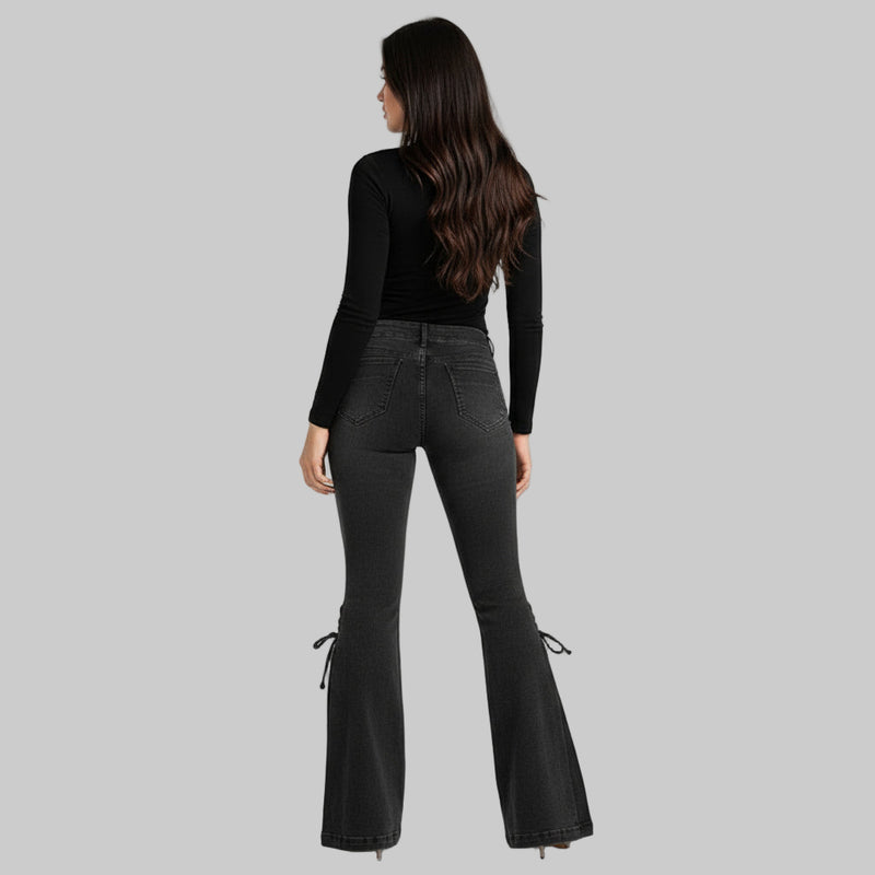 Stretch Flared Denim Trousers