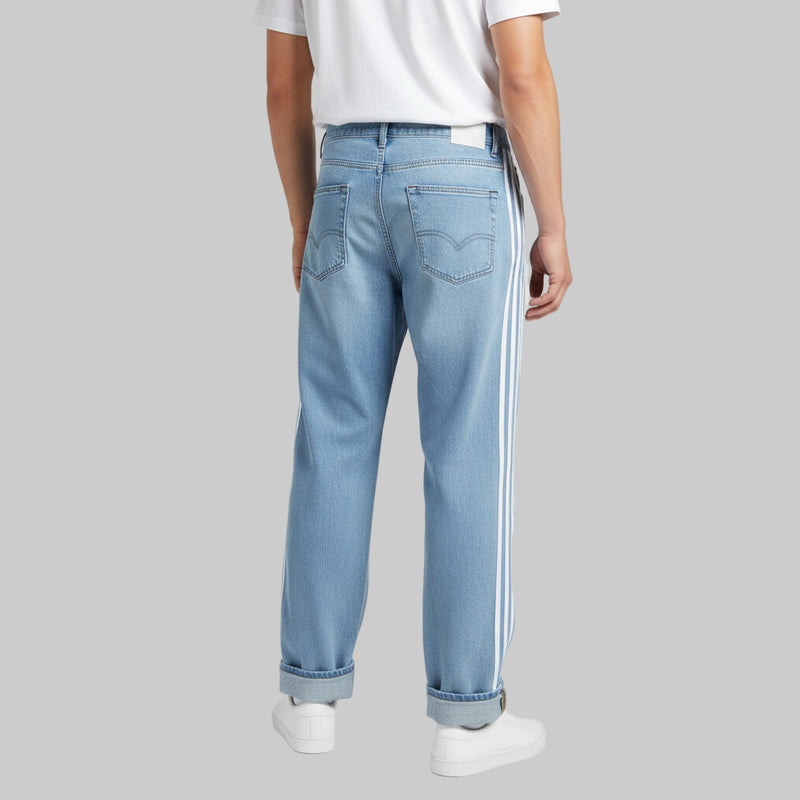 Retro Street Striped Wide Leg Jeans