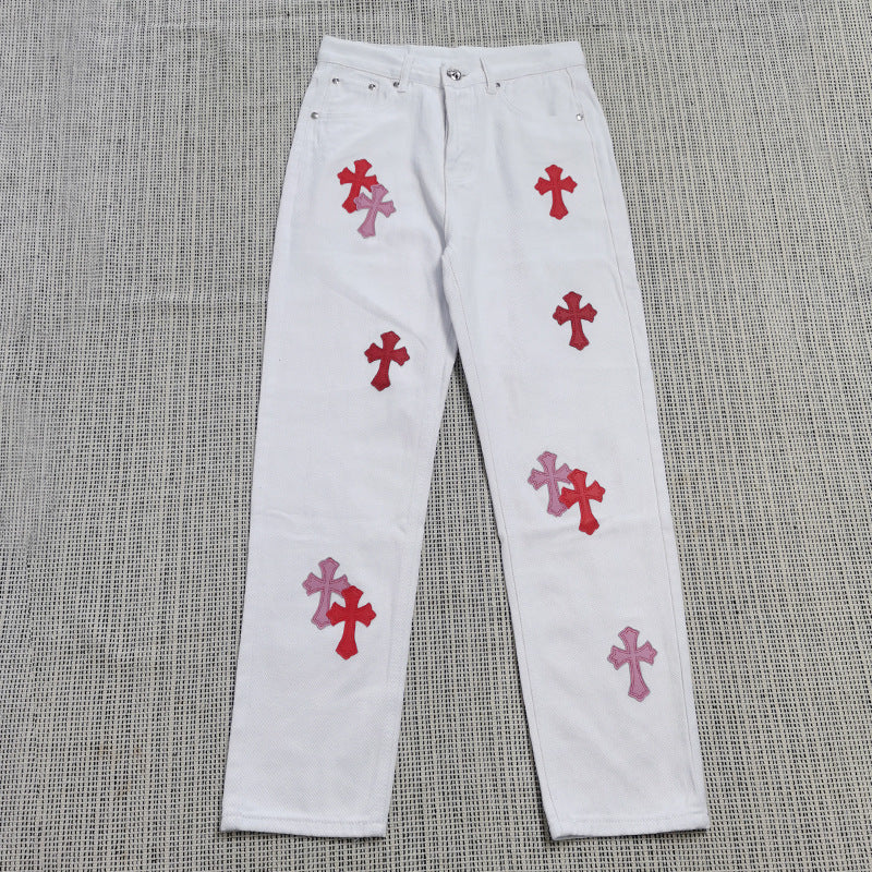 Loose Printed Straight Jeans